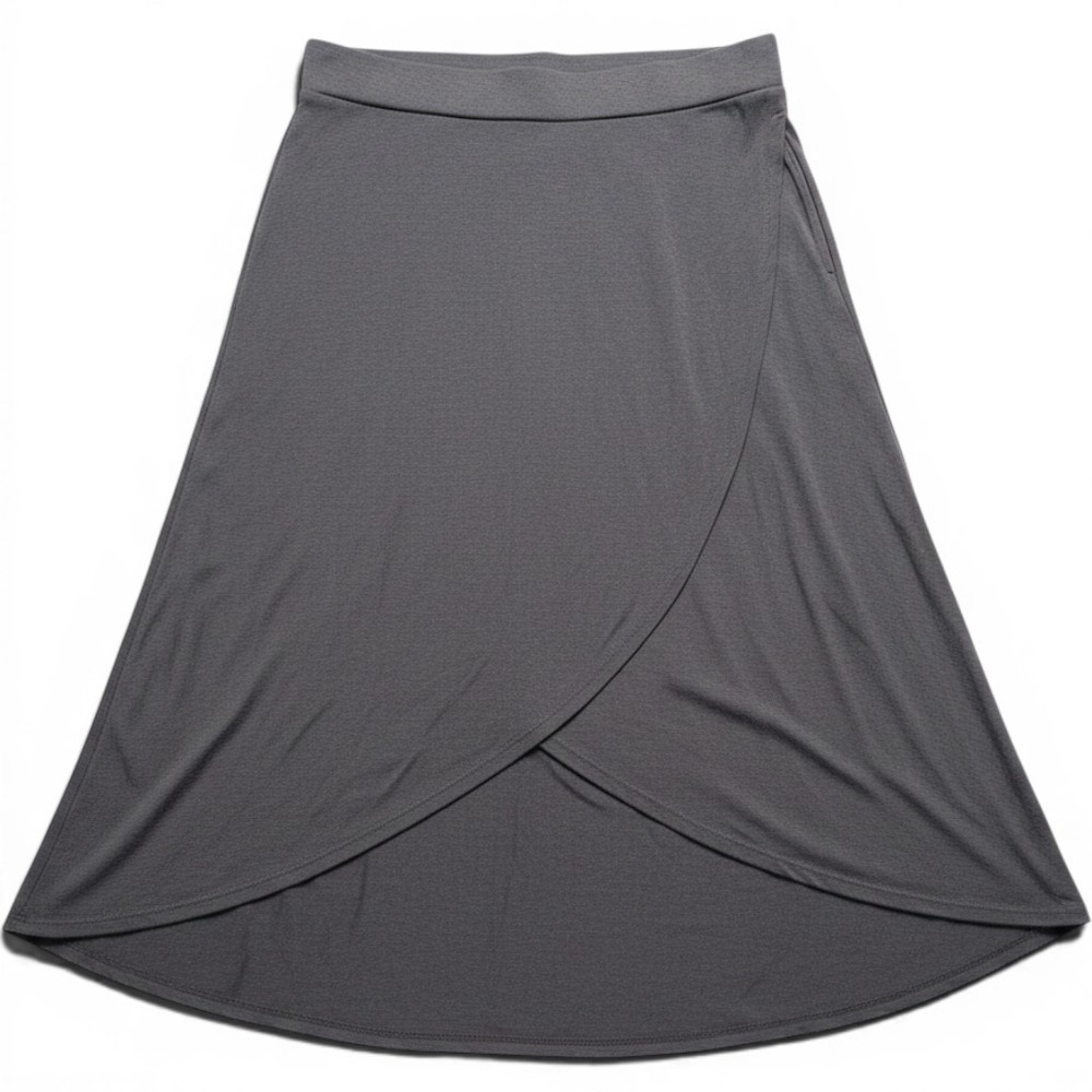 Prana Charcoal Gray High-Low Wrap Skirt